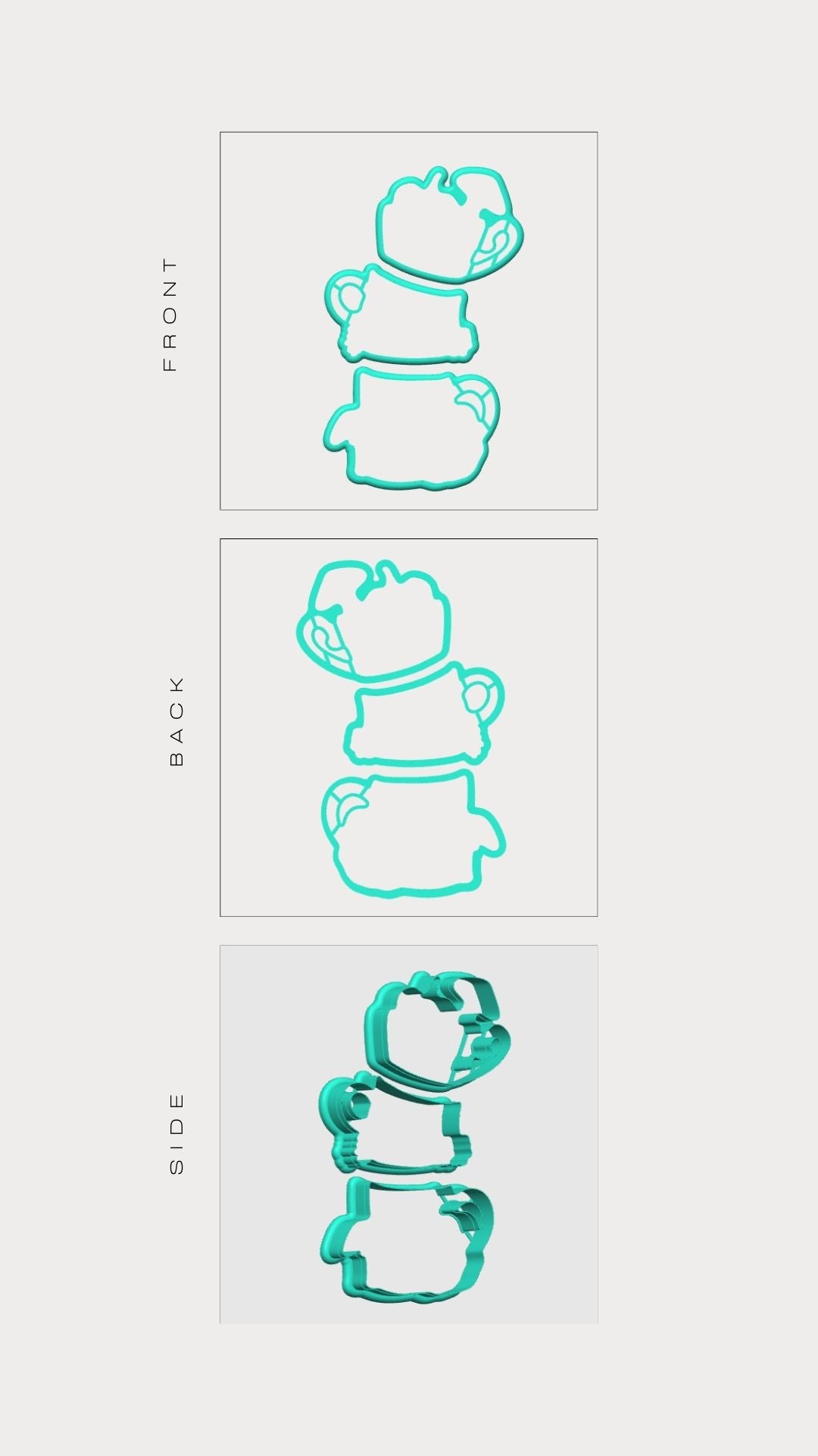 THREE CUPS (set 3 cutter)