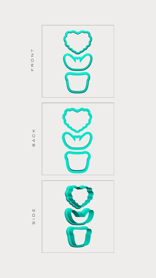 HEART BLOOM (set 3 cutter)