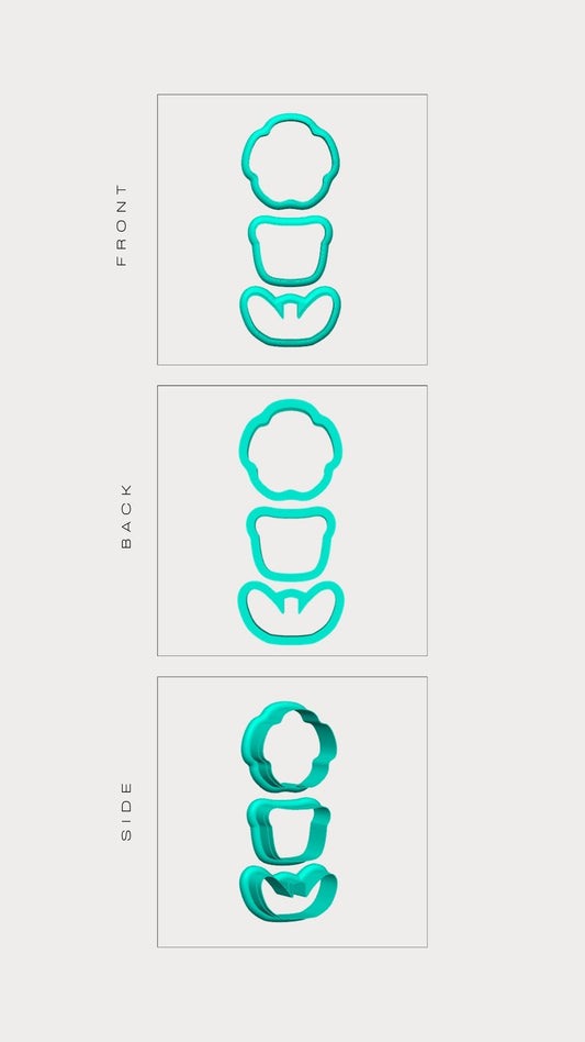 HEART BLOOM (set 3 cutter)