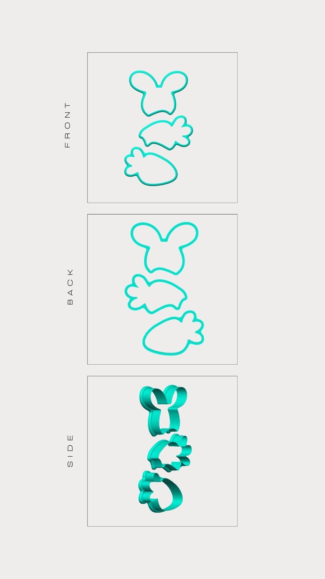 CARROT BUNNY (set 3 cutter)